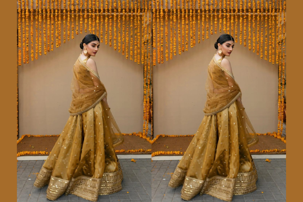 Golden Lehenga Design: अपनी पसंद से बनवाएं ये गोल्डन एस्थेटिक लहंगा, टेलर भैया को ऐसे करें गाइड 2 Golden Lehenga Design 2