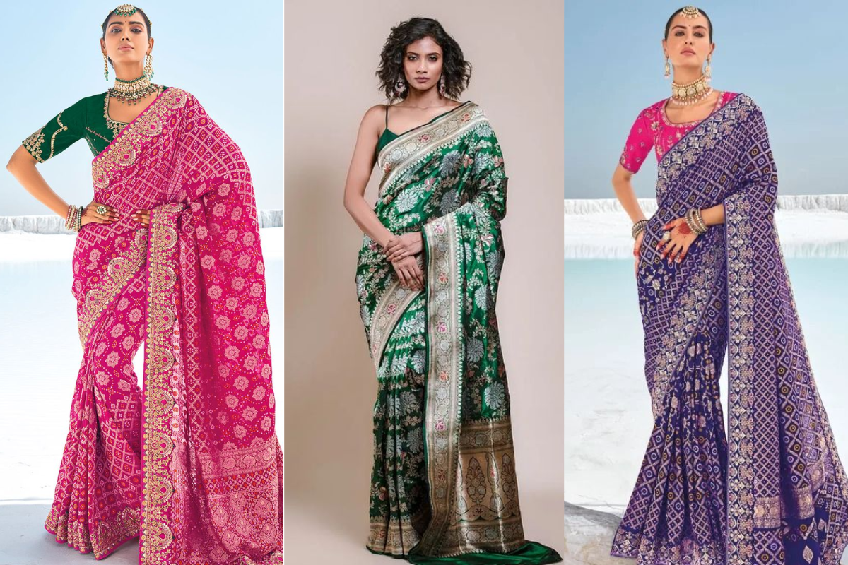Chaitra Navratri Saree Look: चैत्र नवरात्रि पूजा में पहनें डिजाइनर बंधेज साड़ी- गुजराती स्टाइल में पाएं परफेक्ट लुक 1 Bandhej Saree 1