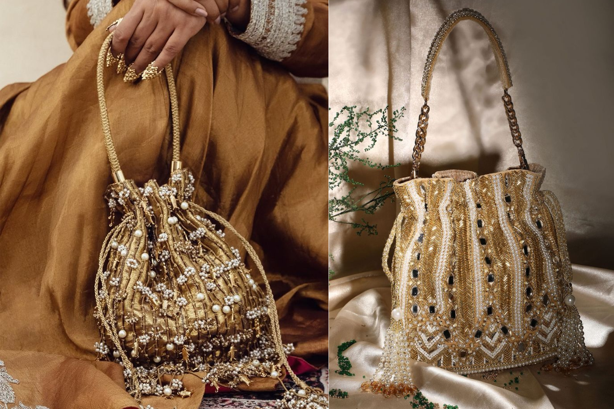 Designer Potli Bag: वेडिंग लुक को और भी रिच और क्लासी बनाएं स्टाइल करें डिजाइनर पोटली बैग 6 Potli Bag 6