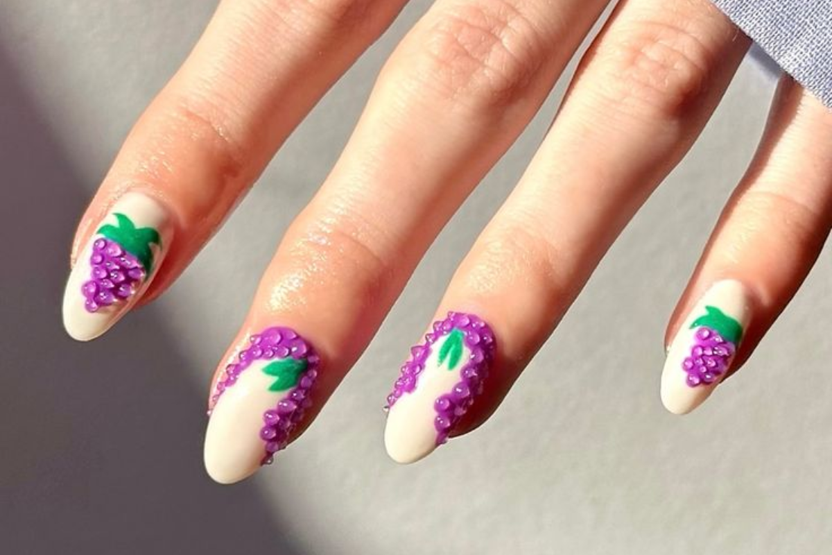 Grapes and Blueberry Nail Art Design