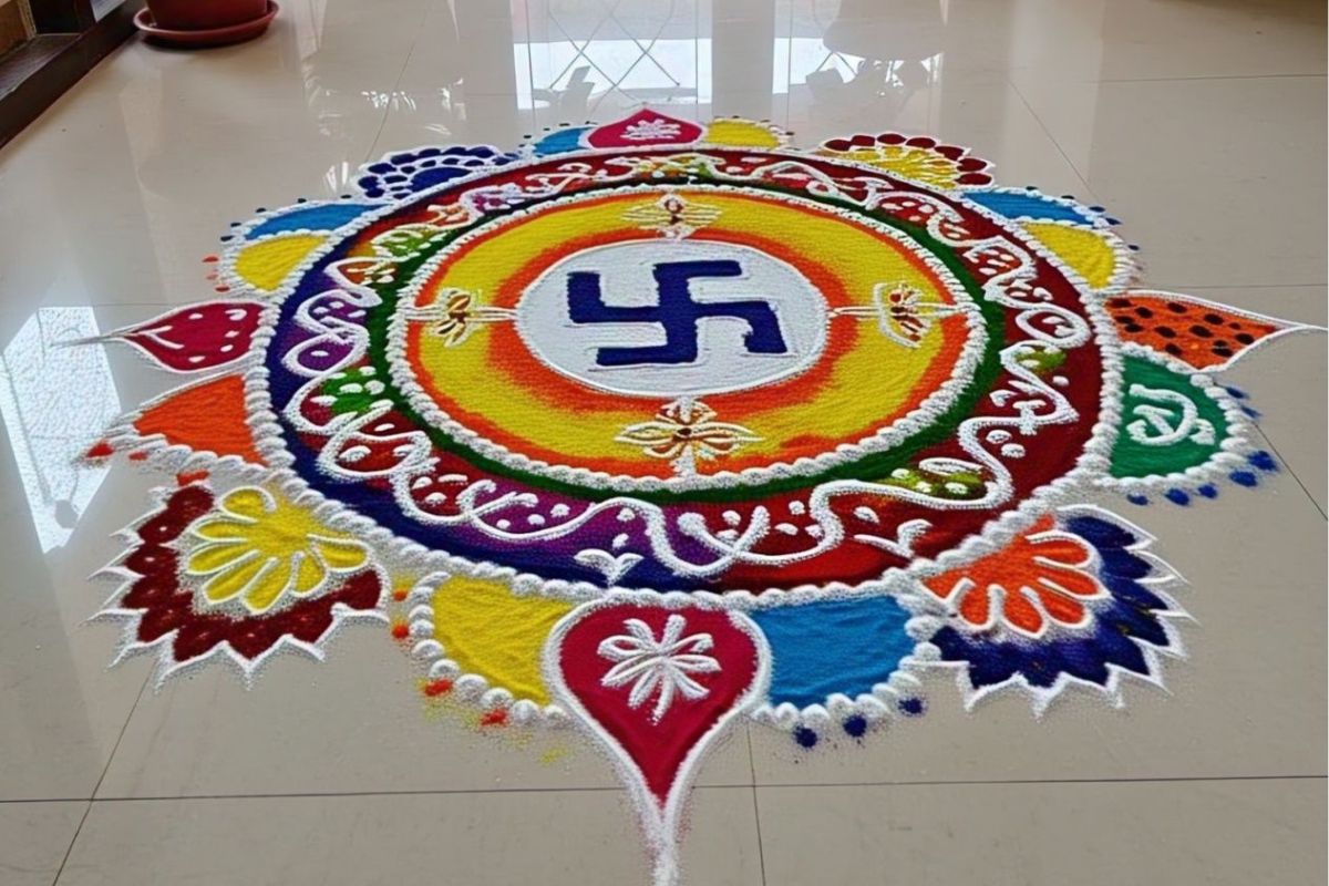 Akshaya Tritiya Rangoli: धन और बरकत के लिए अक्षय तृतीया पर घर में बनाएं ये खास रंगोली डिजाइन 2 rangoli design 1