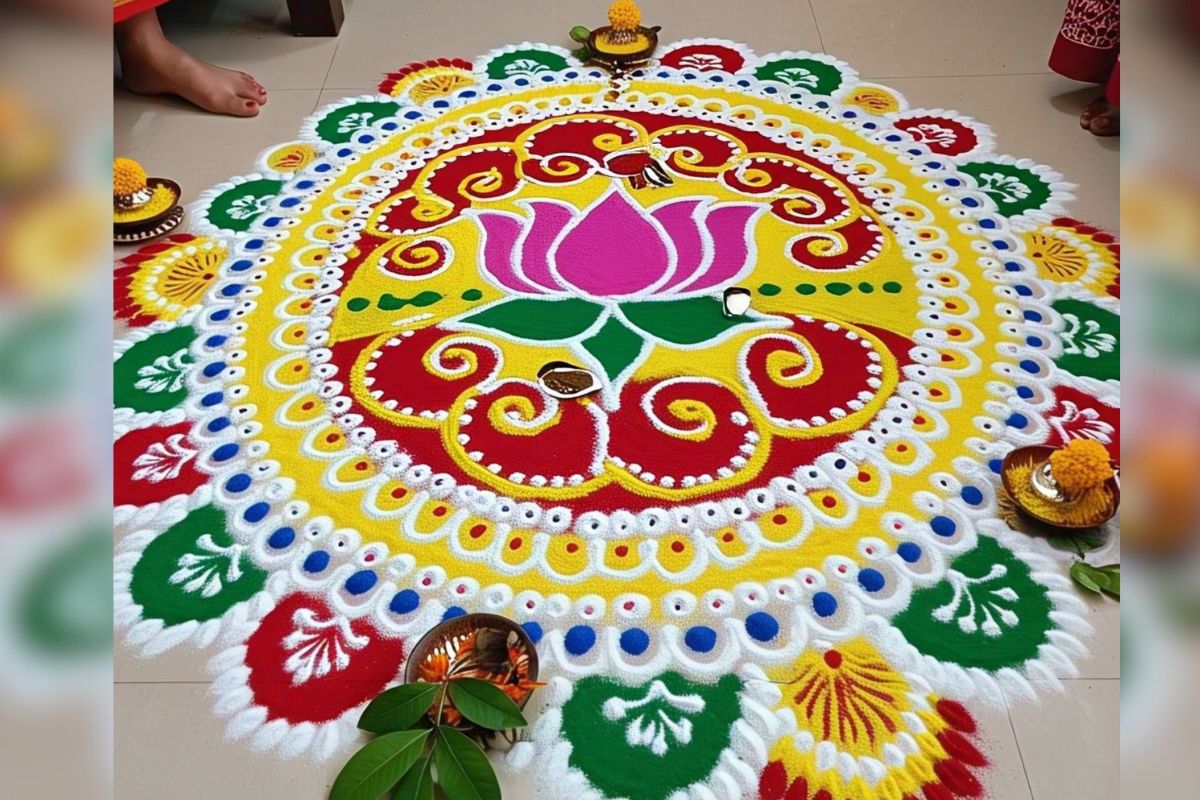 Akshaya Tritiya Rangoli: धन और बरकत के लिए अक्षय तृतीया पर घर में बनाएं ये खास रंगोली डिजाइन 6 rangoli design 5
