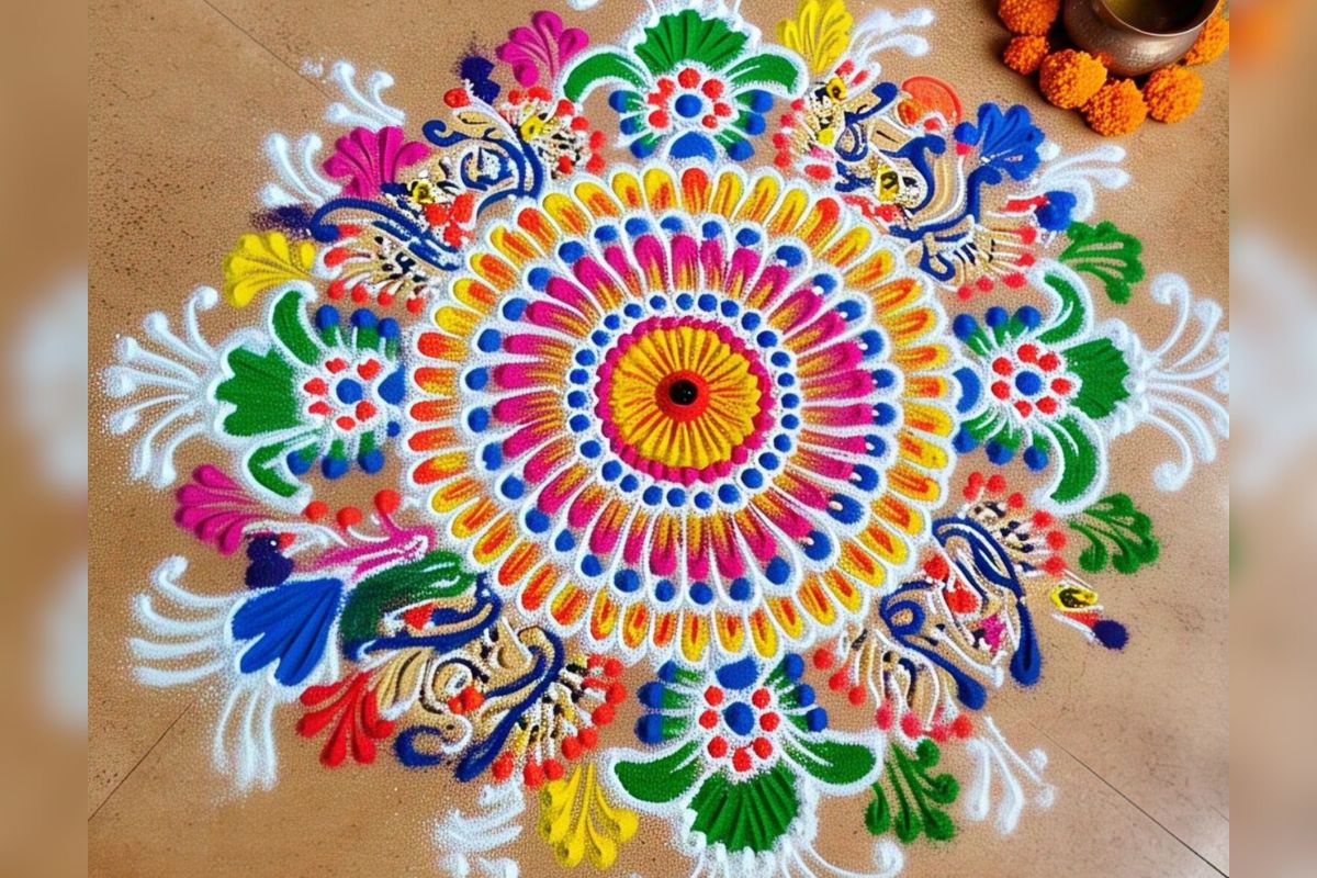 Akshaya Tritiya Rangoli: धन और बरकत के लिए अक्षय तृतीया पर घर में बनाएं ये खास रंगोली डिजाइन 7 rangoli design 7
