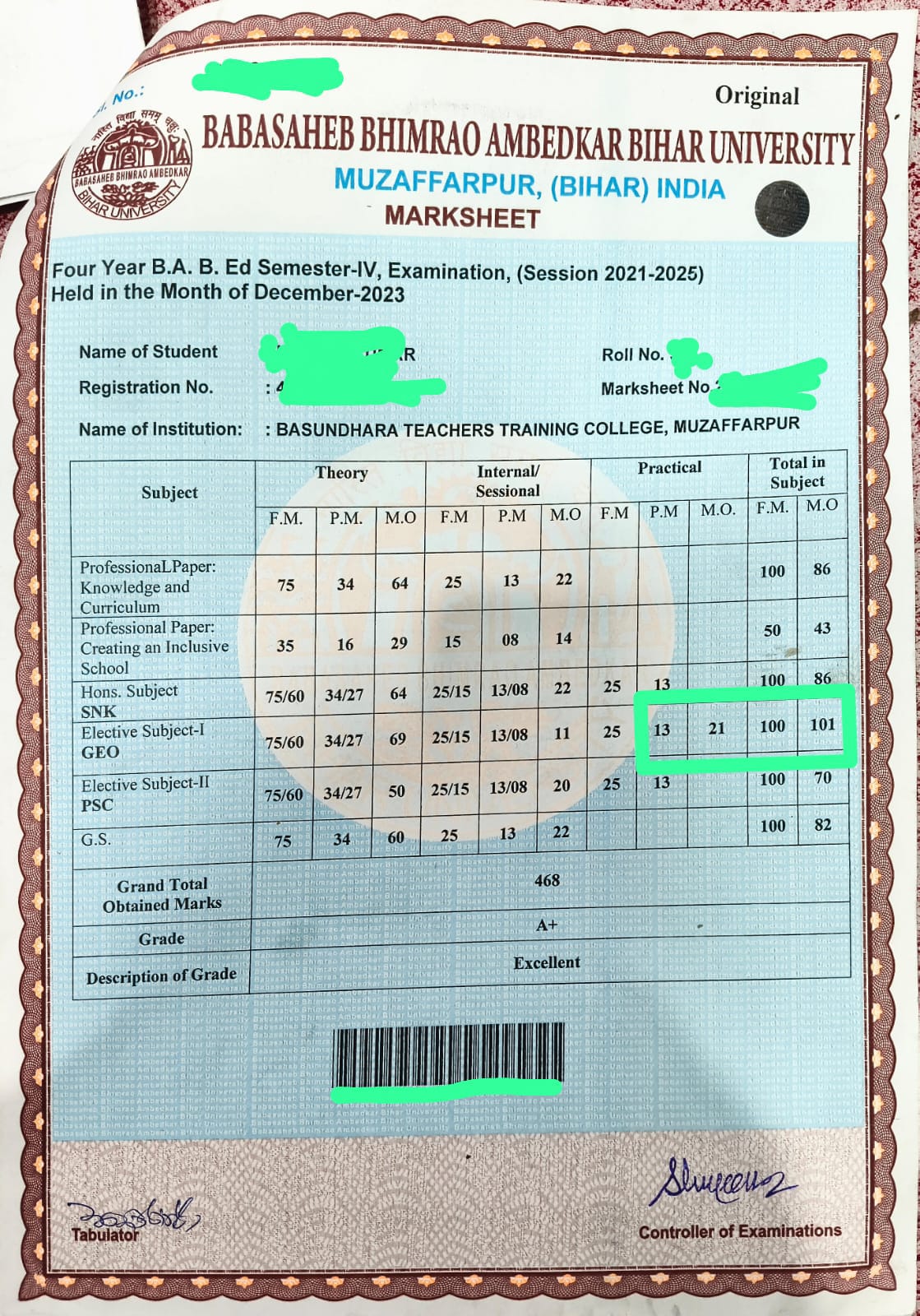 Bihar: कॉलेज ने दिया 100 में से 101 नंबर, छात्र की मार्कशीट हो रही वायरल 15 02muz 70 02052025 7