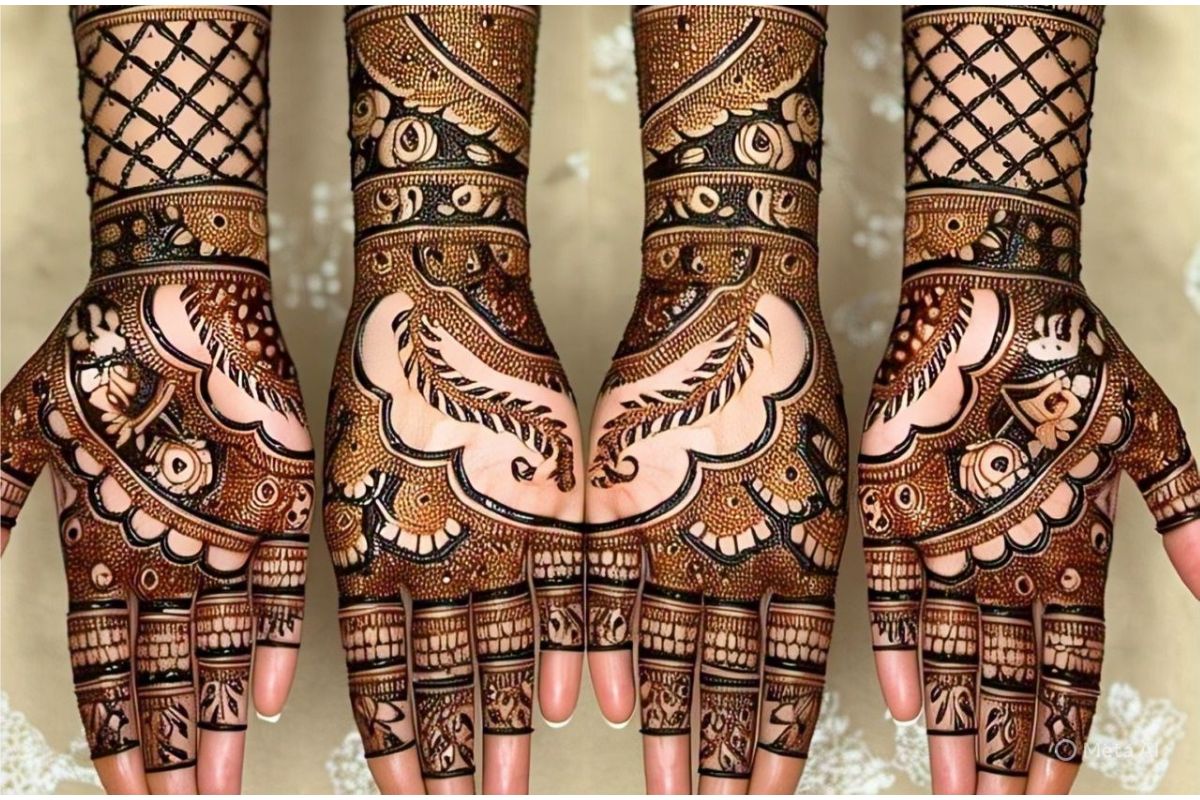 Latest Bridal Mehndi Designs with Glitter11111