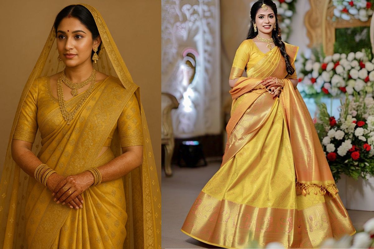 Saree Design: साड़ी की छांव में दमकेगा दुल्हन का रूप, हर रस्म में पहनें ये बेस्ट साड़ी डिजाइन 5 untitiled 7