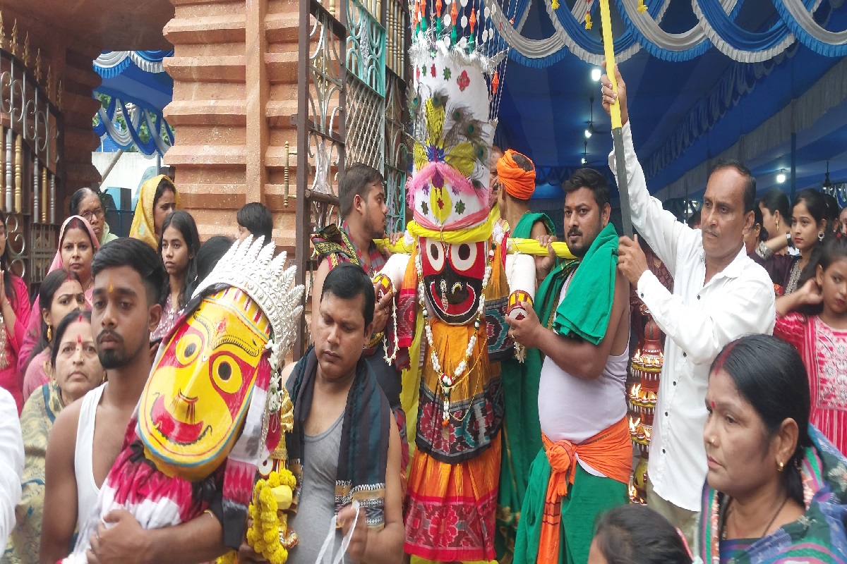Lord Jagannath is being seated on the chariot