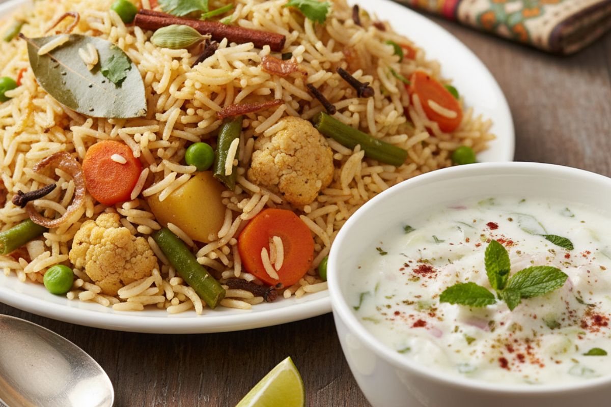 veg pulao aur dahi