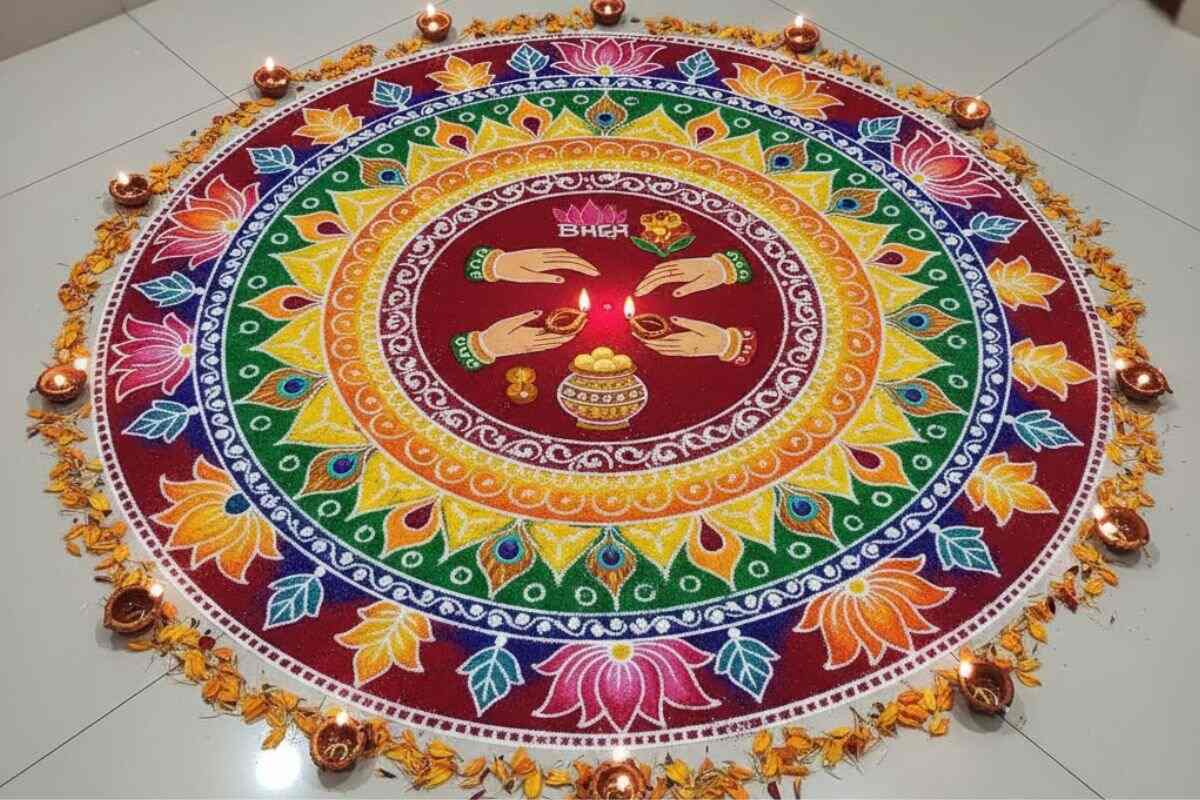 Bhai Dooj Rangoli Designs: भाई दूज पर रंगों से सजाएं घर का आंगन, ट्राई करें ये यूनिक रंगोली डिजाइन आइडियाज 4 Bhai Dooj Rangoli Designs