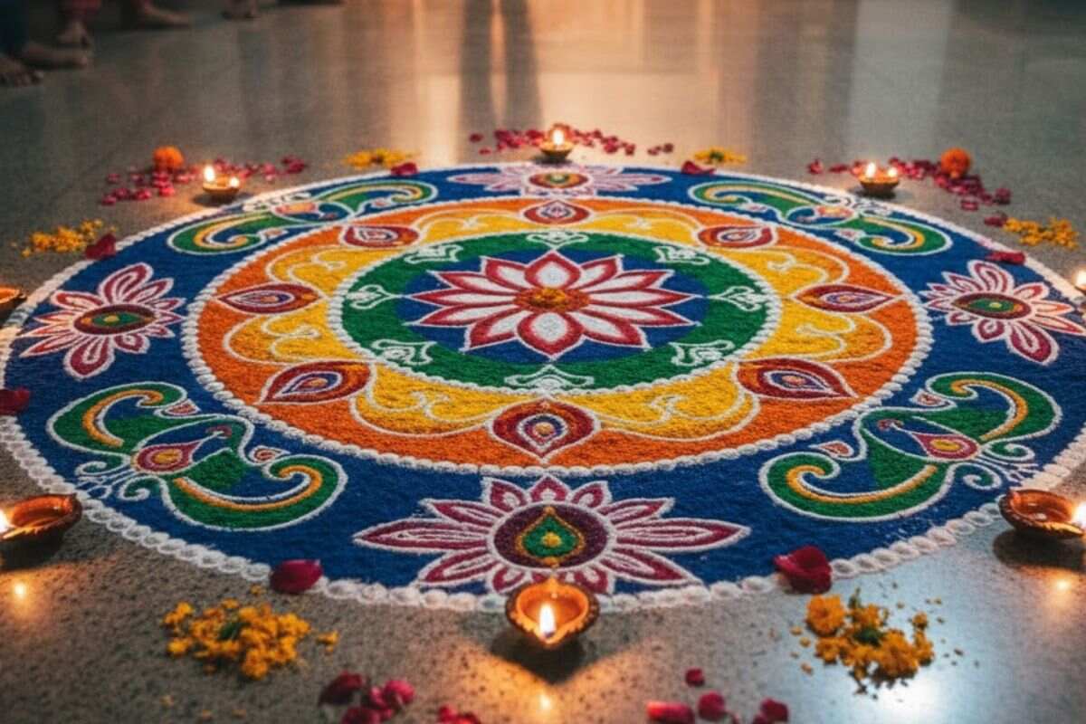 Bhai Dooj Rangoli Designs: भाई दूज पर रंगों से सजाएं घर का आंगन, ट्राई करें ये यूनिक रंगोली डिजाइन आइडियाज 5 Bhai Dooj Rangoli Designs
