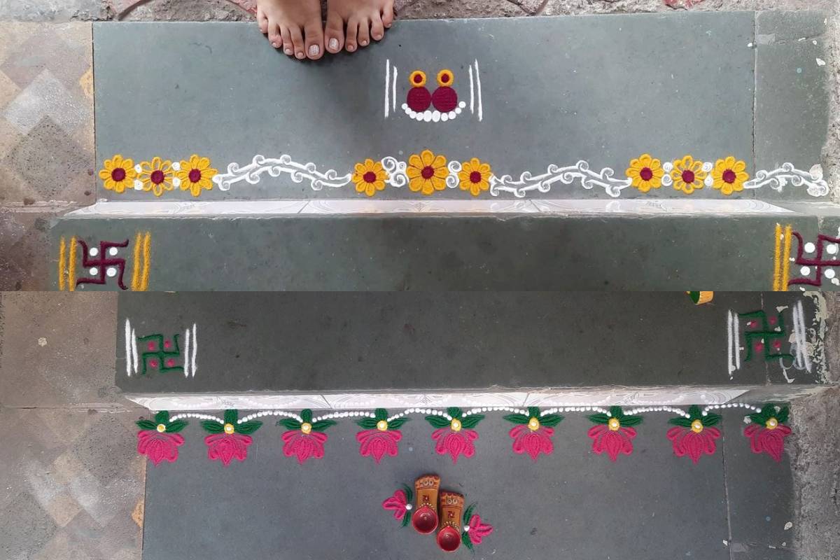 Beautiful Rangoli Designs for Office: ऑफिस को दे एकदम दिवाली वाली वाइब - बनाएं ये 5 खूबसूरत रंगोली डिजाइन 6 Easy Border Rangoli Design min