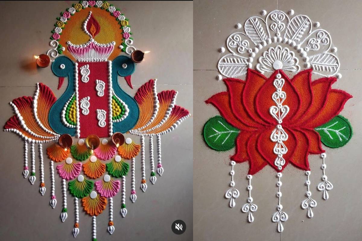 Beautiful Rangoli Designs for Office: ऑफिस को दे एकदम दिवाली वाली वाइब - बनाएं ये 5 खूबसूरत रंगोली डिजाइन 1 New Rangoli Design min