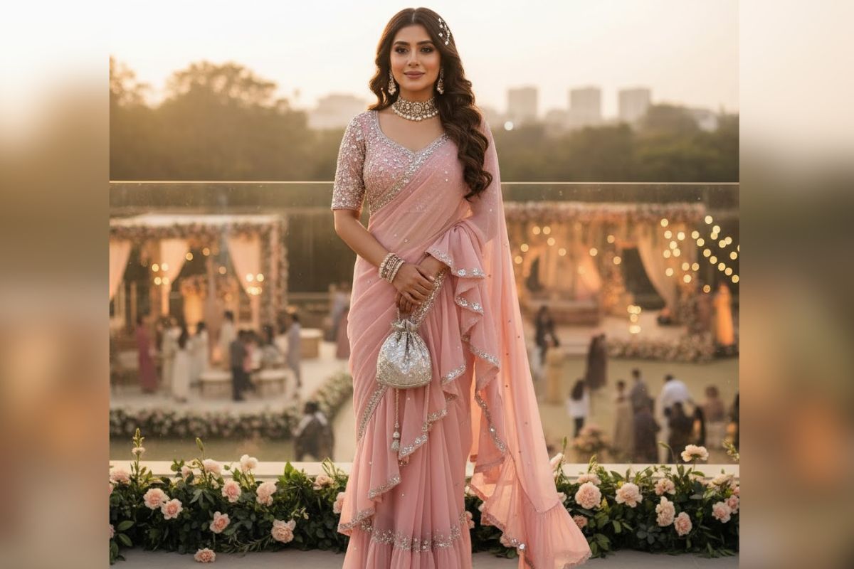 Saree Design For Wedding Party: वेडिंग पार्टी में दिखें सबसे हटकर, ट्राई करें ये साड़ी डिजाइन आइडियाज 1 Ruffle saree