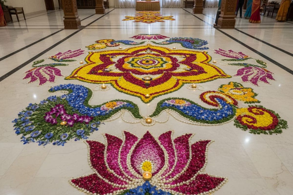 Top 5 Rangoli Design For Dhanteras: धनतेरस पर बनाएं ये खास रंगोली डिजाइन, घर में आएगी सुख-समृद्धि और मां लक्ष्मी का वास 2 angan rangoli design