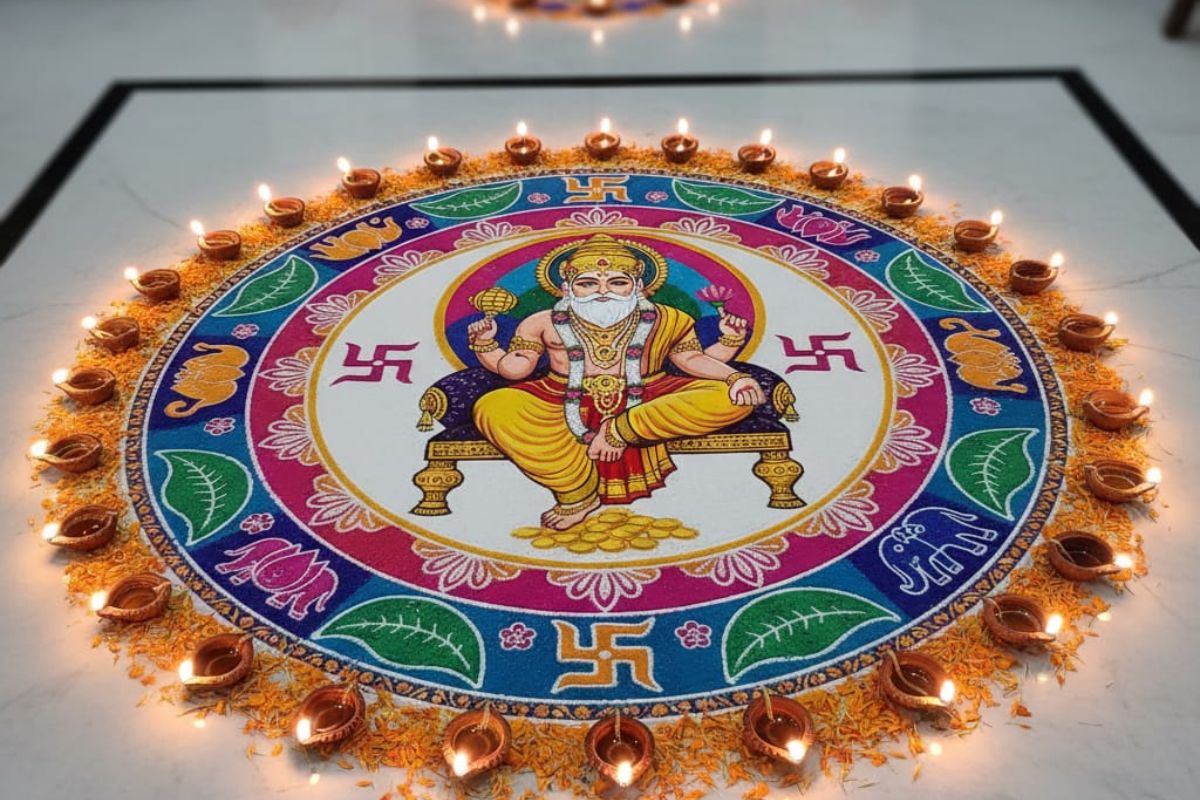 Rangoli Design For Dhanteras: मां लक्ष्मी को खुश करने के लिए धनतेरस पर बनाएं ये रंगोली डिजाइन 3 kuber dewta