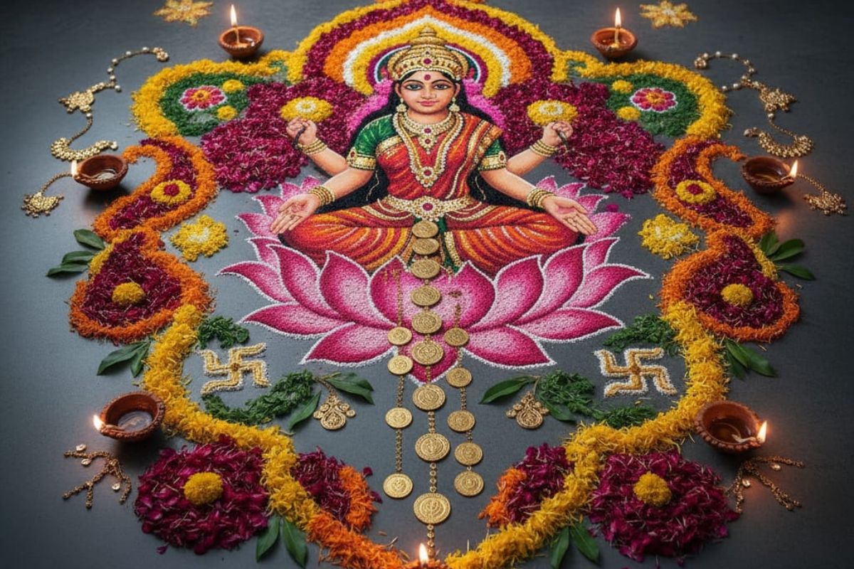 Rangoli Design For Dhanteras: मां लक्ष्मी को खुश करने के लिए धनतेरस पर बनाएं ये रंगोली डिजाइन 2 laxmi mata