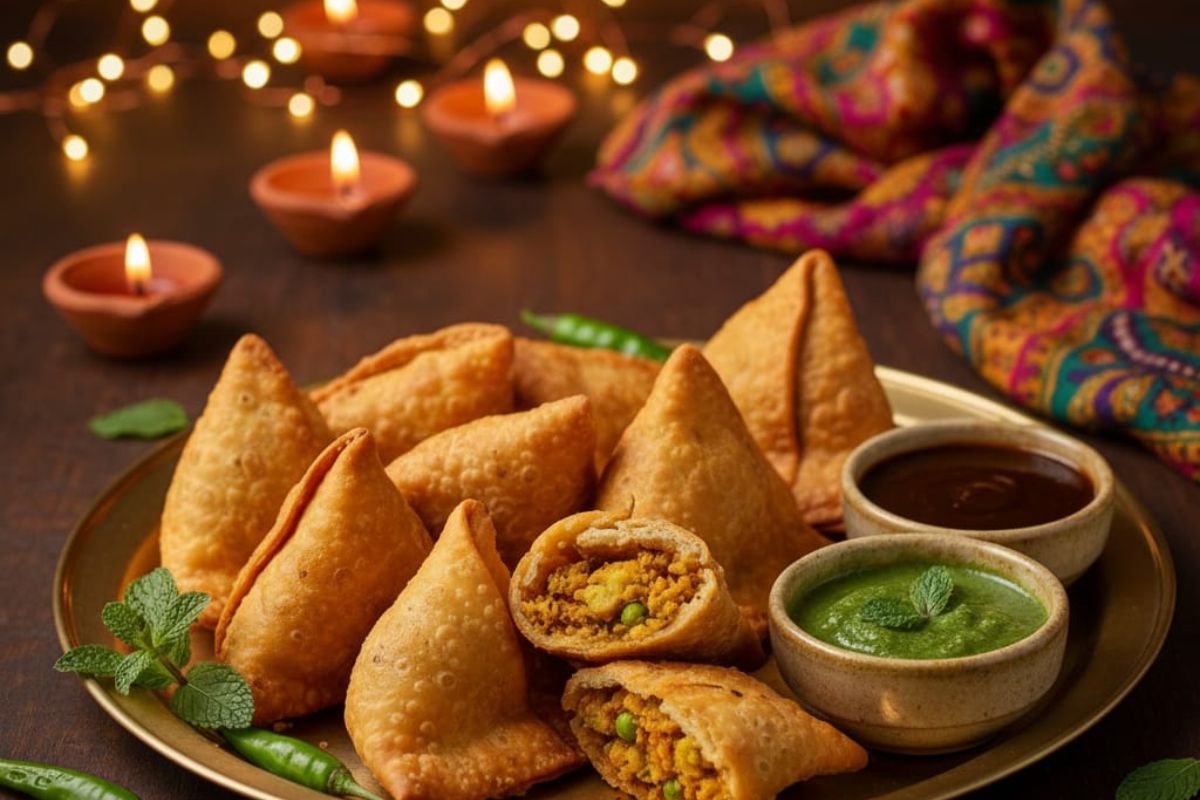 Diwali Traditional Indian Food: घर पर बनाएं दिवाली स्पेशल लड्डू, पराठा और चटनी, पूजा और मेहमानों के लिए परफेक्ट 6 samosa