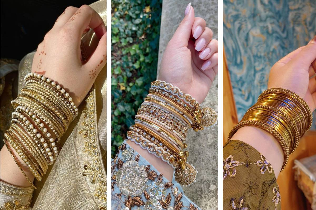 New golden bangles design for stylish ethnic look