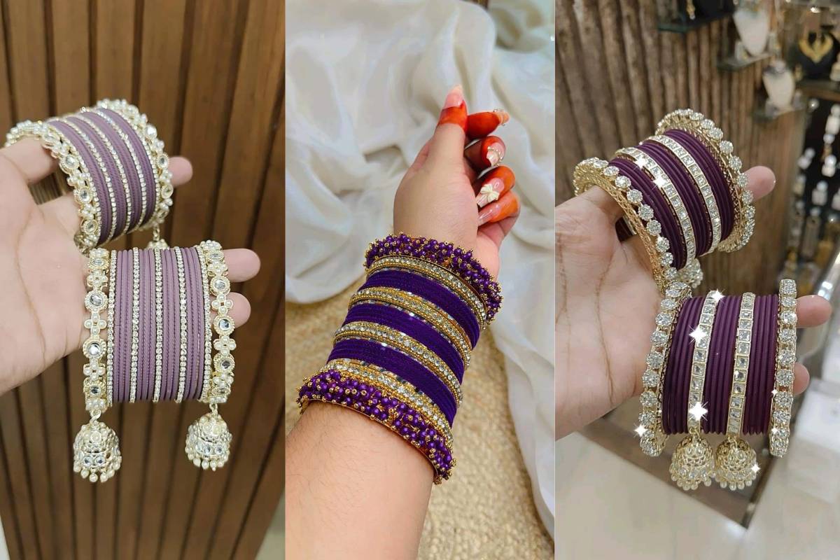 Latest Velvet Bangles Design: मार्केट में बढ़ रहीं है वेलवेट चूड़ियों की डिमांड – देखें न्यू शेड्स 2 Blue Purple Lavender Velvet Bangles Design for Women