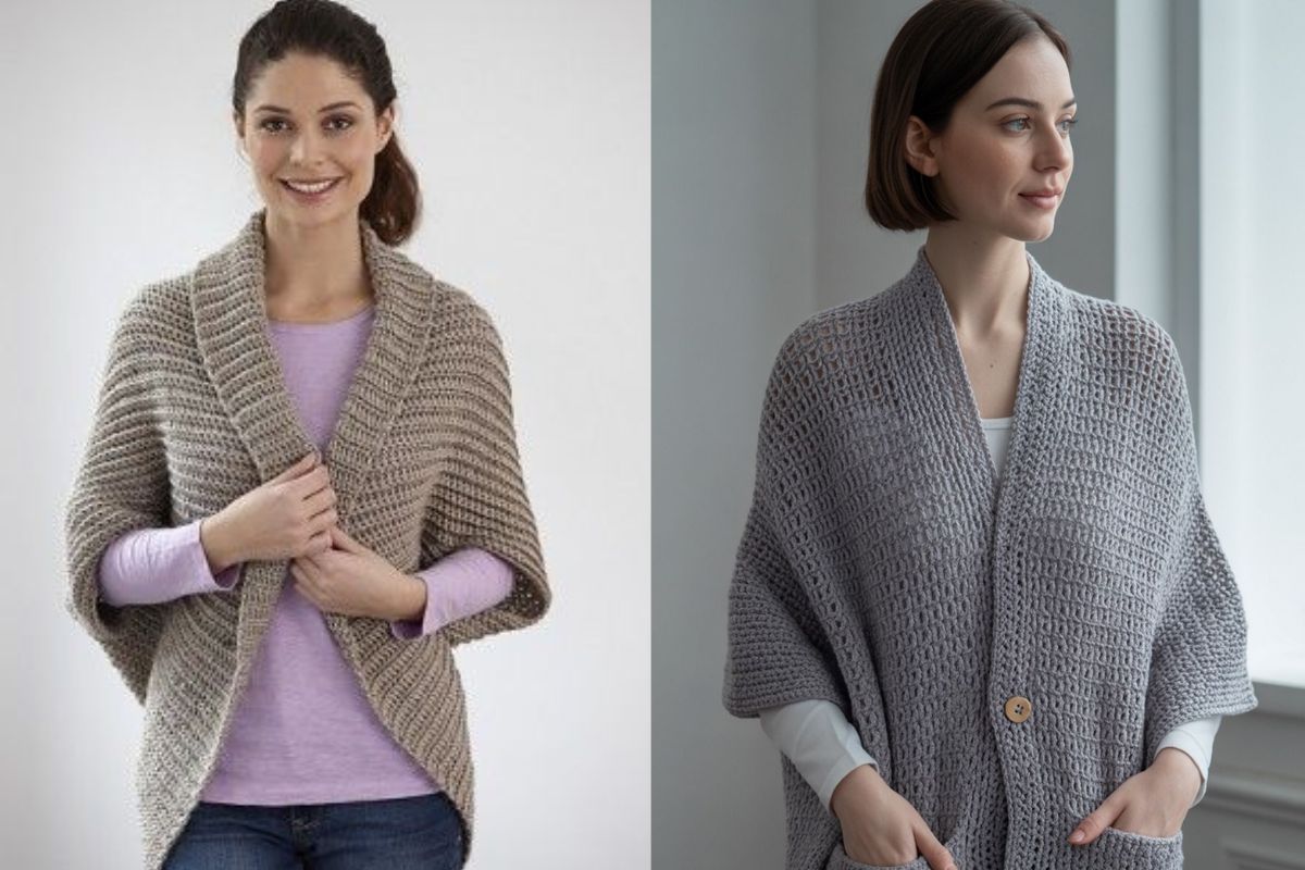 Winter Shrug For Women: सर्दियों में फैशन से समझौता नहीं! देखें स्त्रीओं के लिए सबसे ट्रेंडिंग विंटर श्रग आइडियाज 6 Crochet Wool Shrug(Image Source: Pinterest)