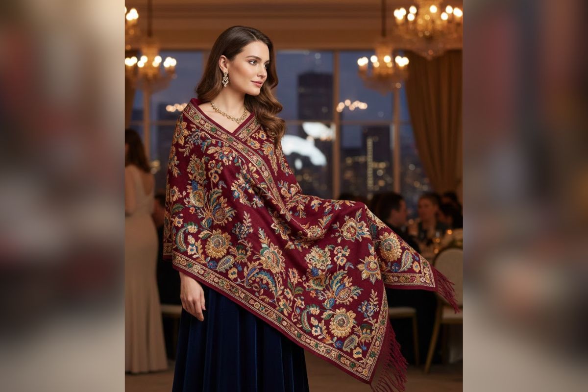 Winter Special Woolen Shawl: ठंड के मौसम में आपका लुक देखकर सभी रह जाएंगे दंग, साड़ी या सूट के साथ ट्राई करें ये वूलन शॉल डिजाइन 3 Embroidery Woolen Shawl