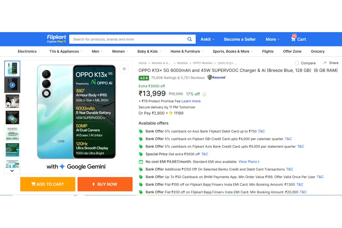 Flipkart Buy Buy Sale: हजारों रुपये सस्ता हुआ Oppo का दमदार फोन, मिलता है 6000mAh की बैटरी और सॉलिड कैमरा 3 Oppo K13x 5G Price Details On Flipkart