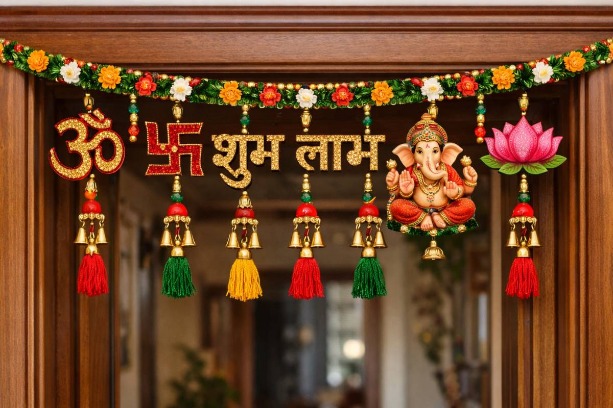 Vastu Items for Home Entrance: मुख्य द्वार पर रखें ये 5 महत्वपूर्ण वस्तुएं - बनी रहेगी पॉजिटिव एनर्जी 6 Om Swastika Shubh Labh Ganesha lotus symbols placed on main door for vastu benefits