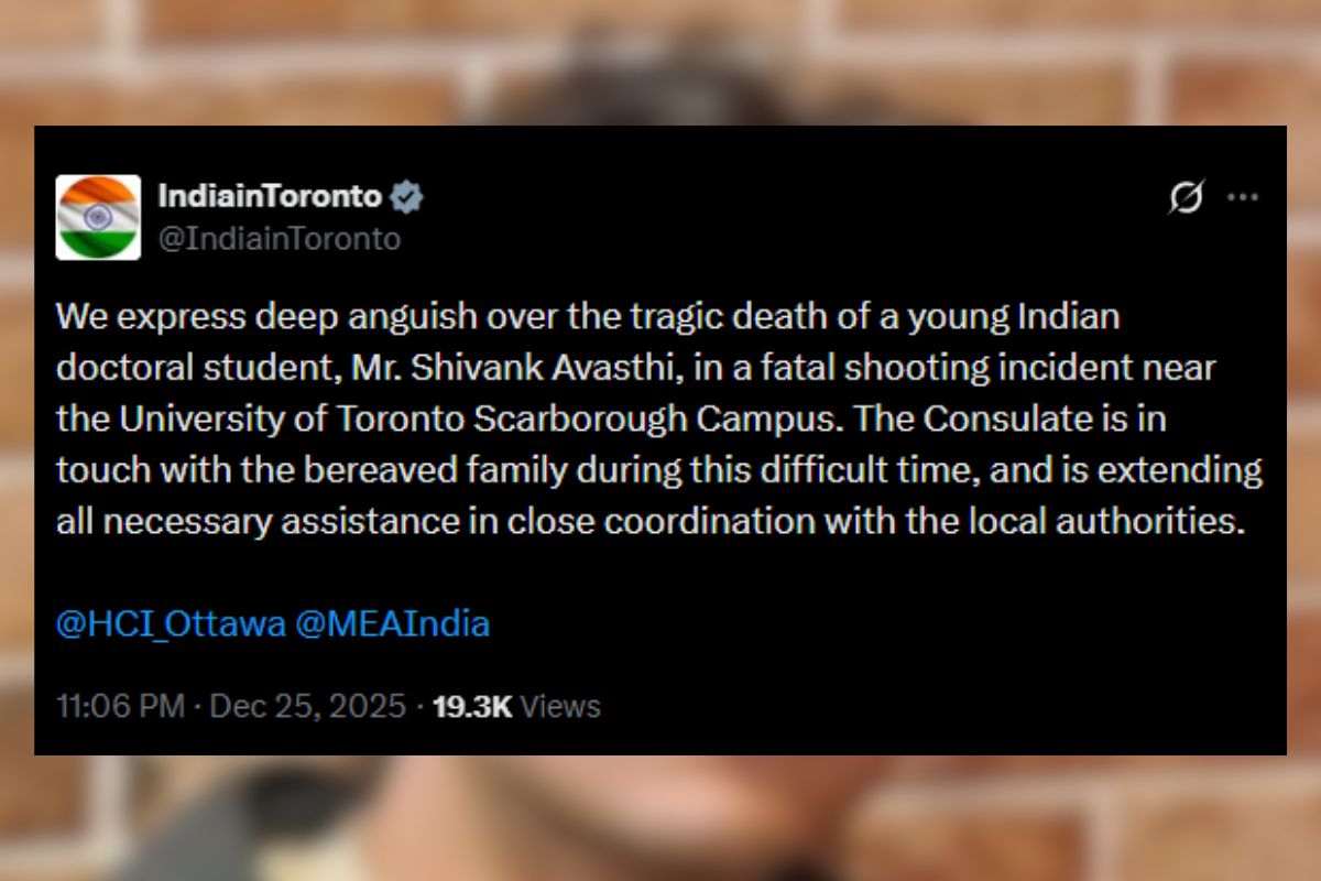 कनाडा में एक और हिंदुस्तानीय की हत्या, पीएचडी छात्र शिवांक अवस्थी को टोरंटो यूनिवर्सिटी कैंपस के पास मारी गोली 2 Shivank Avasthi shot dead 1