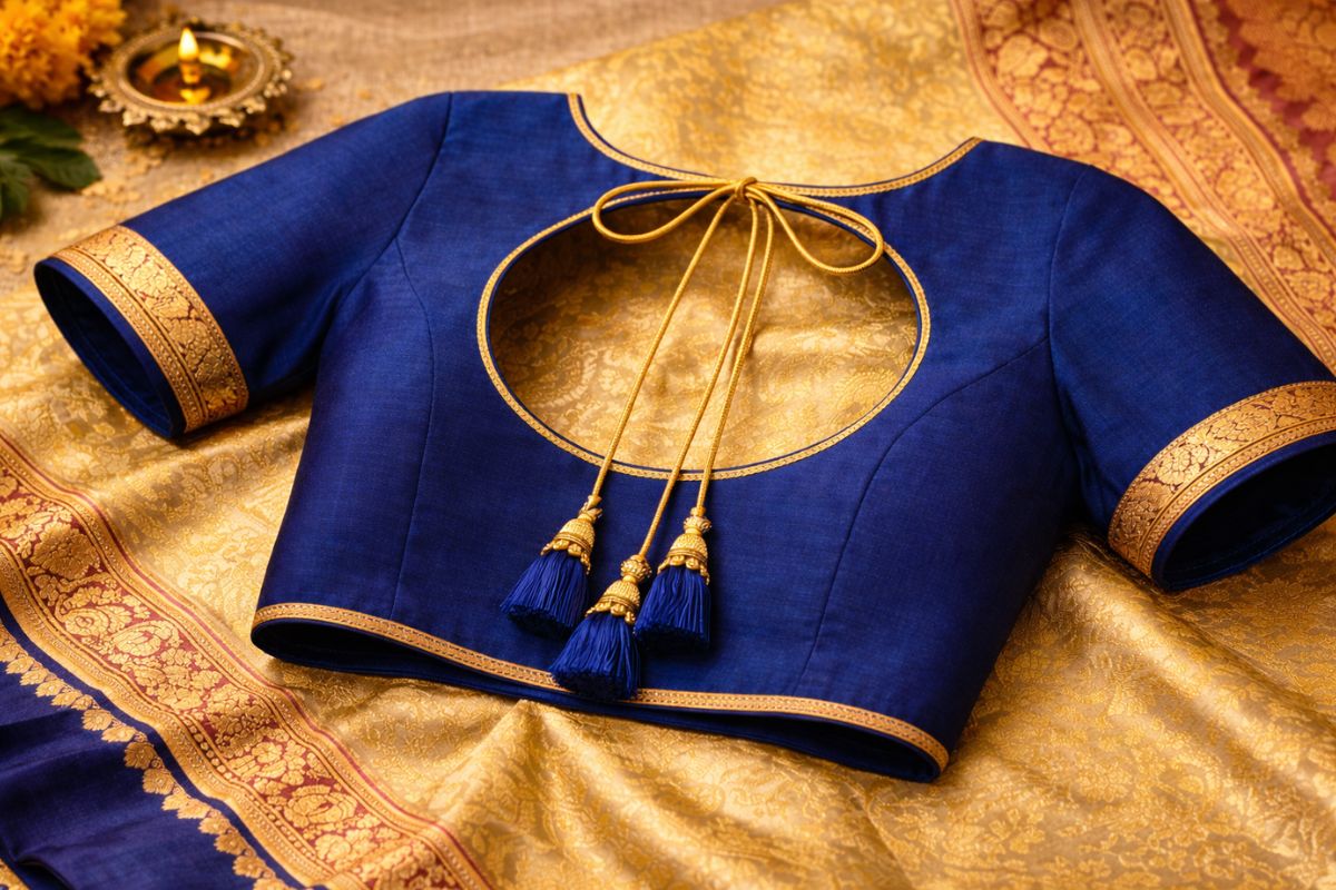 Keyhole back blouse design 