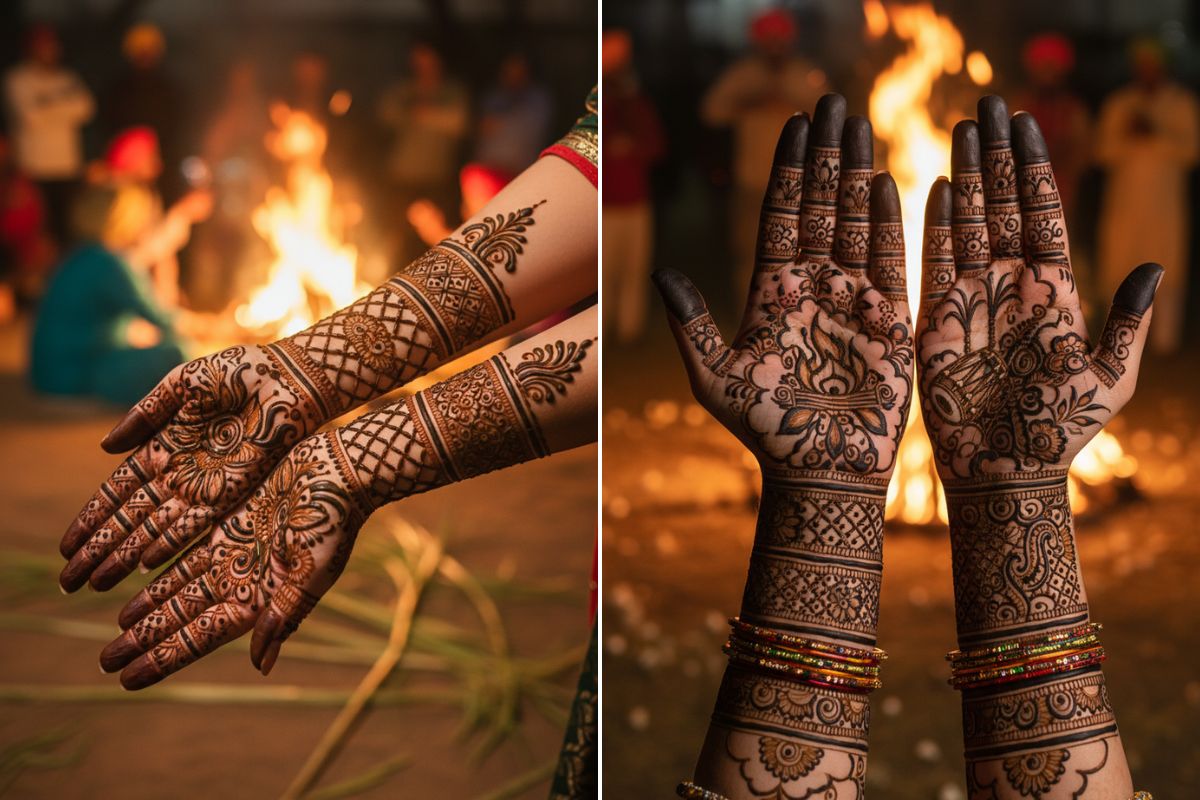 Lohri Bonfire Mehndi Design