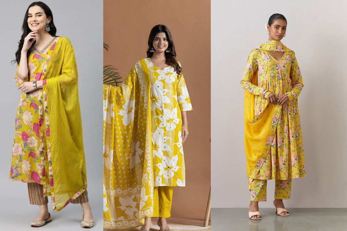 Yellow Suit Designs: पूजा के खास मौके पर पहनें ये खूबसूरत और ट्रेंडिंग सूट, हर लुक को बनाए परफेक्ट 4 Printed Yellow Suit Design