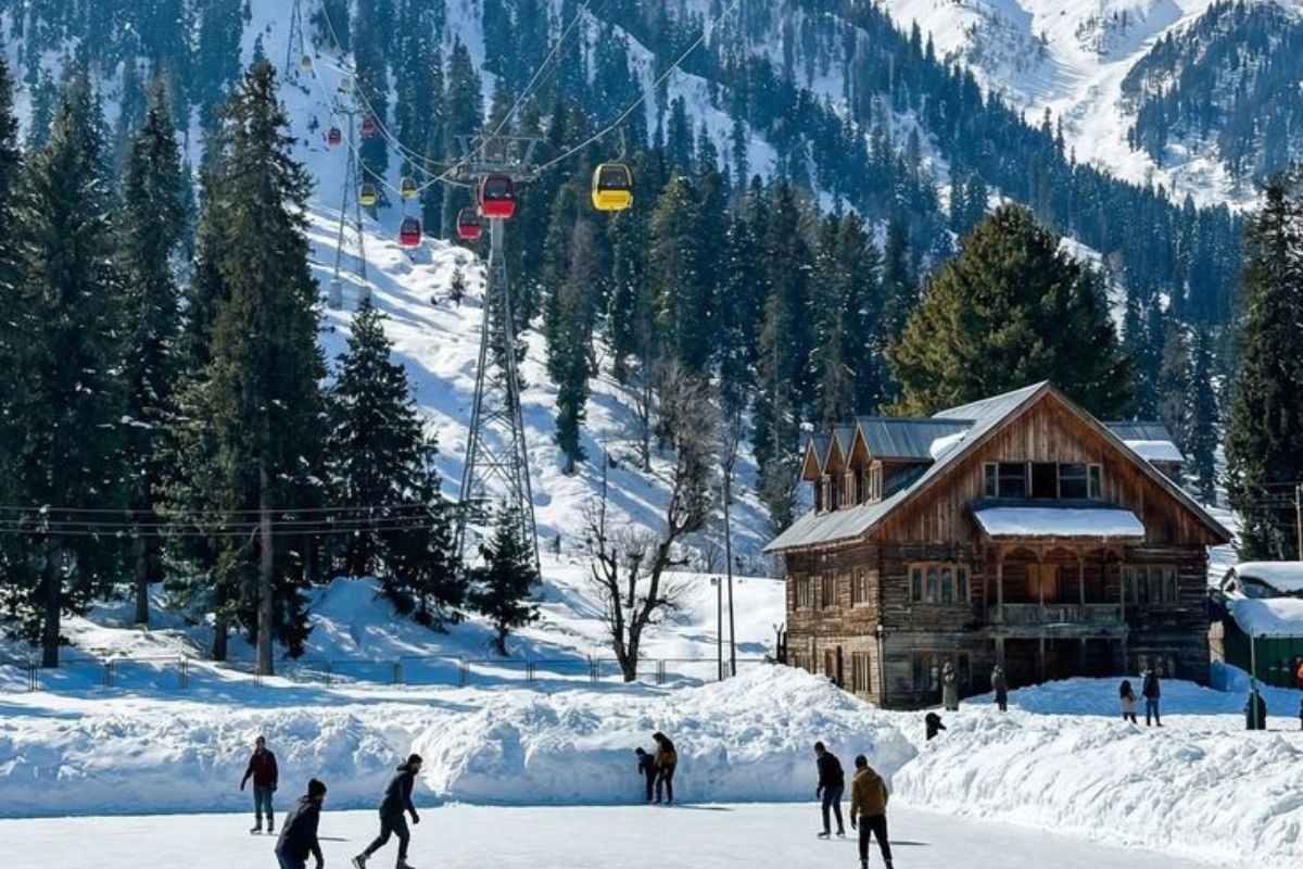 Snow mountains and Gulmarg landscape in winter