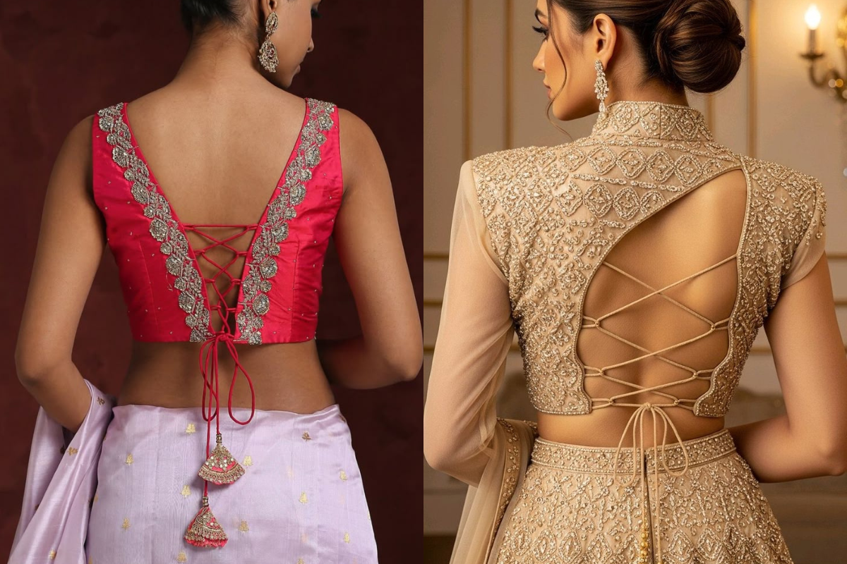 Blouse Back Designs: सिंपल से लेकर डिजाइनर तक, देखें लेटेस्ट और ट्रेंडी ब्लाउज बैक डिजाइन्स का पूरा कलेक्शन 5 T-Back / Cross Back Blouse