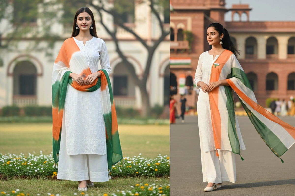 Republic Day Dress Ideas: तिरंगे के रंगों में पहनें स्टाइलिश और ट्रेडिशनल आउटफिट्स, हर नजरें आप पर टिक जाएंगी 3 White Kurta Palazzo Outfit For Republic Day