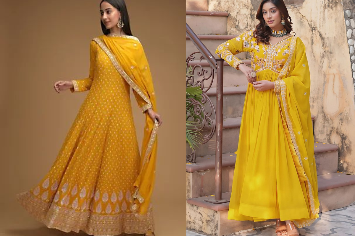 Yellow Suit Designs: पूजा के खास मौके पर पहनें ये खूबसूरत और ट्रेंडिंग सूट, हर लुक को बनाए परफेक्ट 2 Yellow Anarkali Suit Design