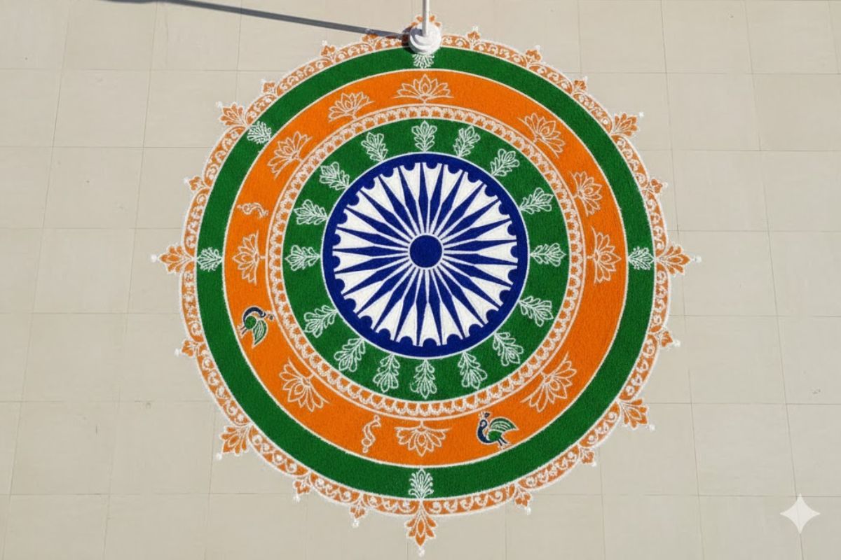ashok chakr rangoli design