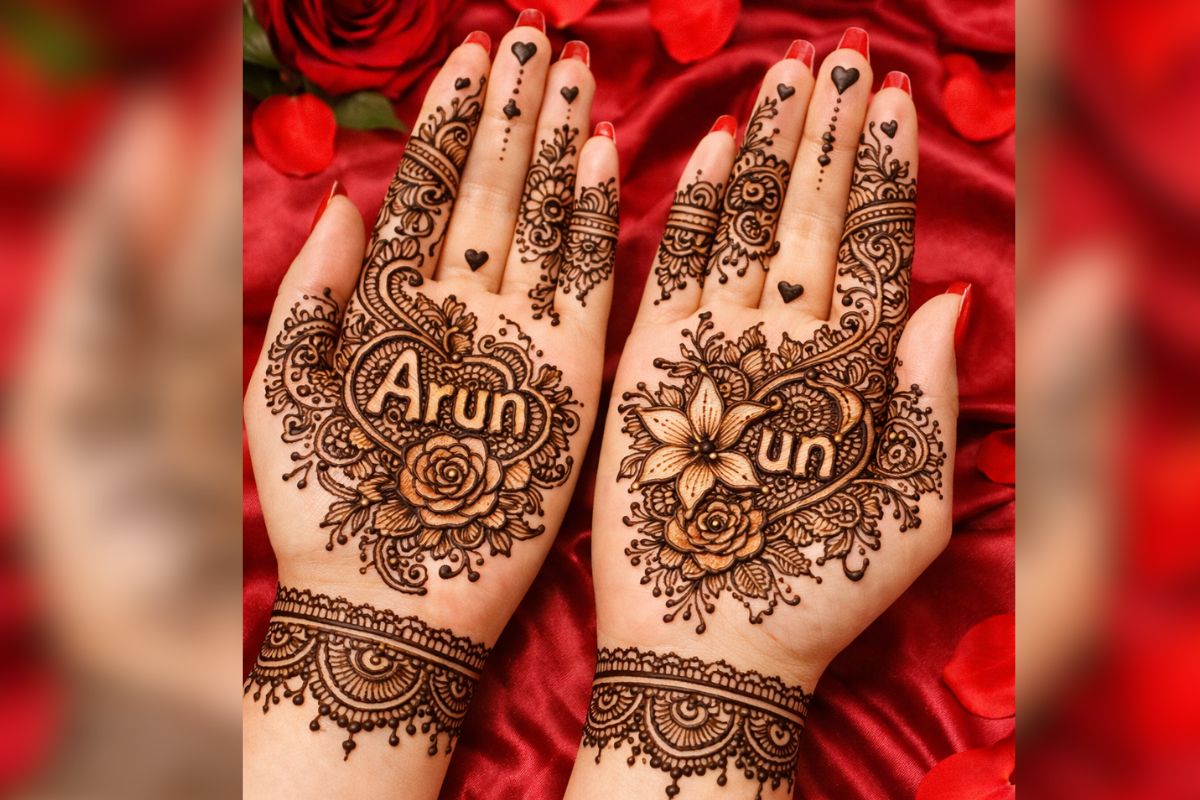 name and initial mehndi design