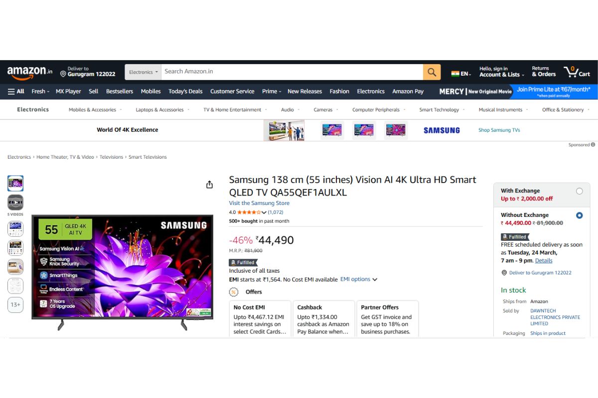 55-इंच Smart TV पर भारी छूट, Amazon Sale में Sony-Xiaomi के दाम टूटे