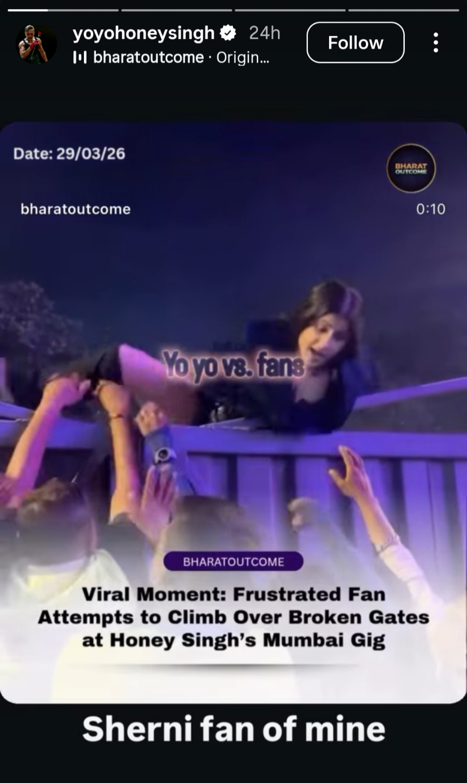 हनी सिंह के कॉन्सर्ट में गेट पर चढ़ी फैन, रैपर बोले- मेरी ‘शेरनी फैन’