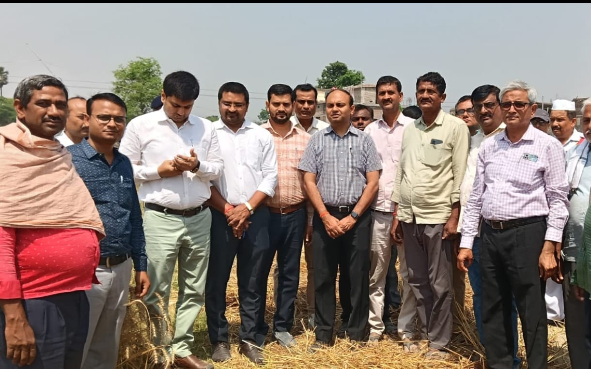 रब्बी गेंहूँ फसल कटनी प्रयोग का जिला पदाधिकारी ने किया निरीक्षण