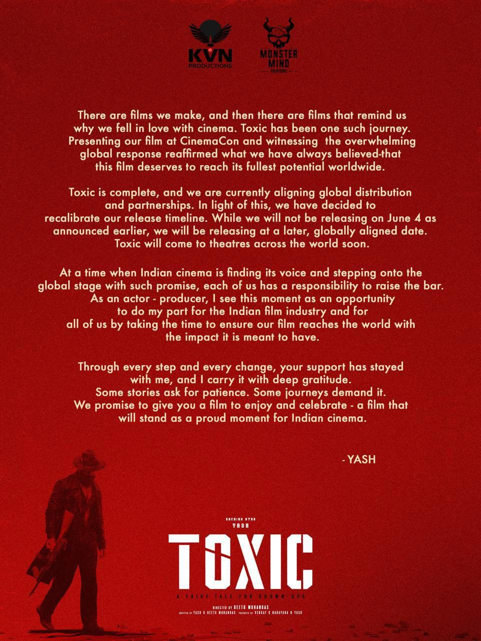 ग्लोबल लेवल पर धमाका करेगी यश की ‘टॉक्सिक’, रिलीज प्लान में हुआ बड़ा बदलाव