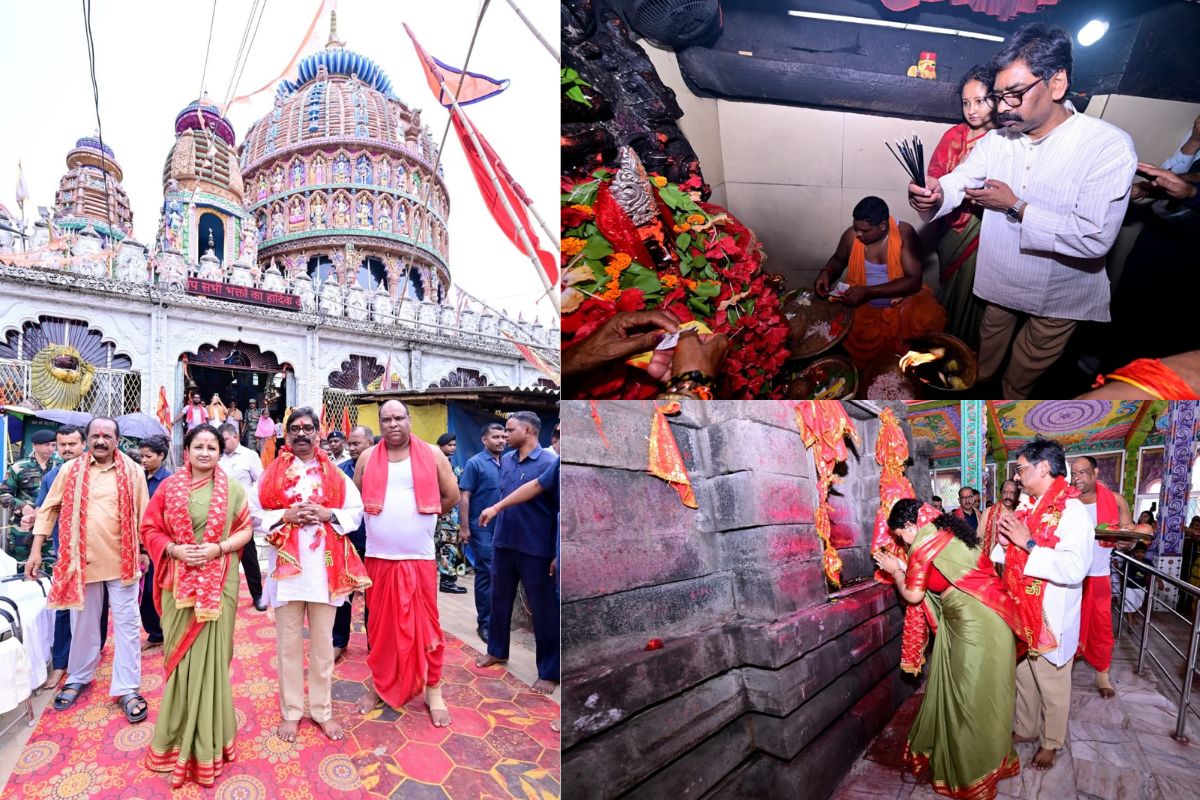 दिऊड़ी मंदिर पहुंचे सीएम हेमंत सोरेन, राज्य के समृद्धि के लिए की प्रार्थना