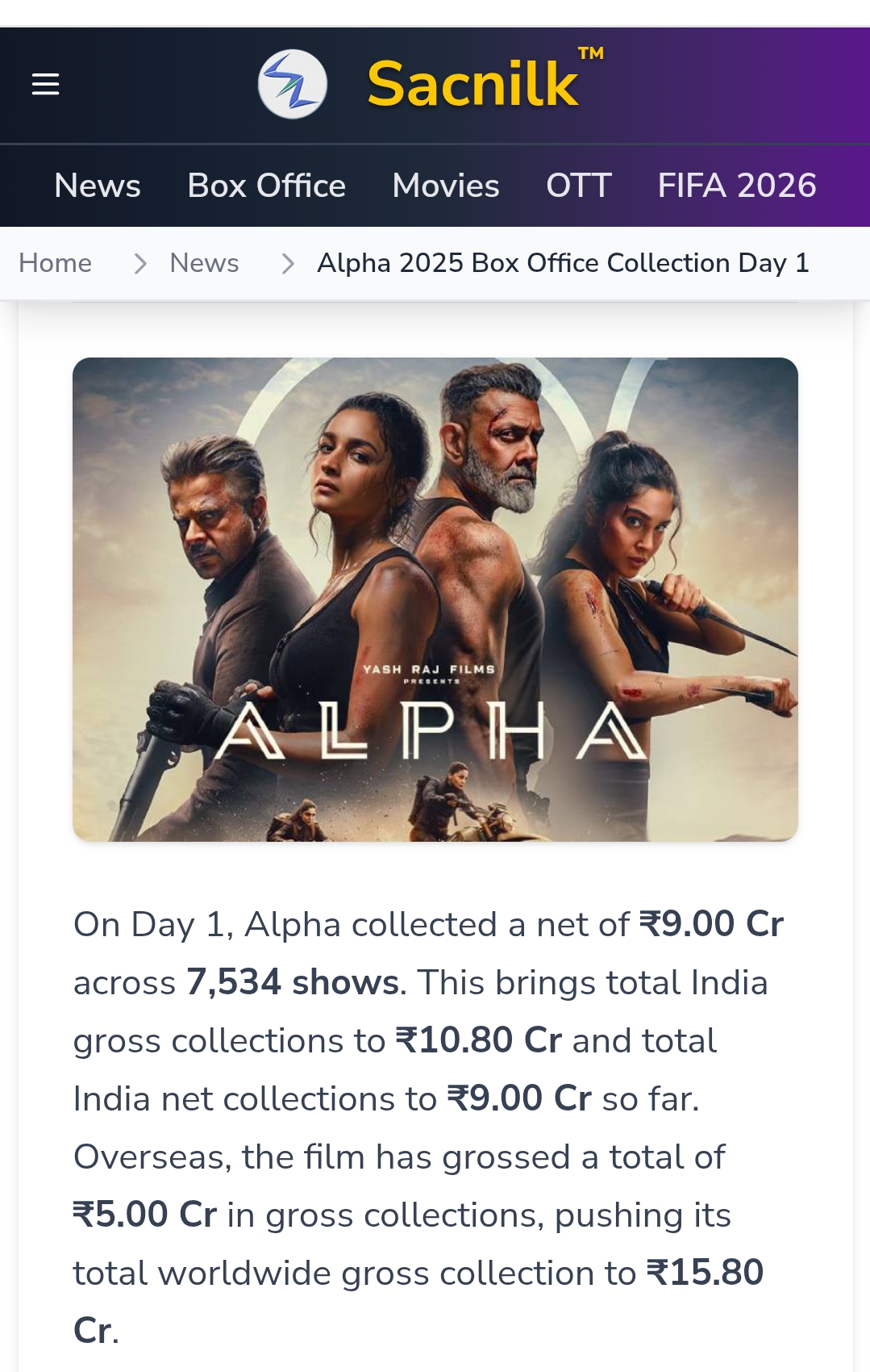 Alpha पर हुई पैसों की बारिश या रही फीकी शुरुआत, ओपनिंग डे के आंकड़े आए सामने