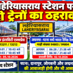 समस्तीपुर मंडल के लहेरियासराय स्टेशन पर जोगबनी–दानापुर इंटरसिटी एक्सप्रेस और जयनगर–पटना नमो हिंदुस्तान रैपिड रेल के ठहराव को मिली मंजूरी